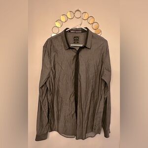 Armani Exchange Men’s Dress Shirt- Size Extra Large- Black w/ Darker Black Trim.